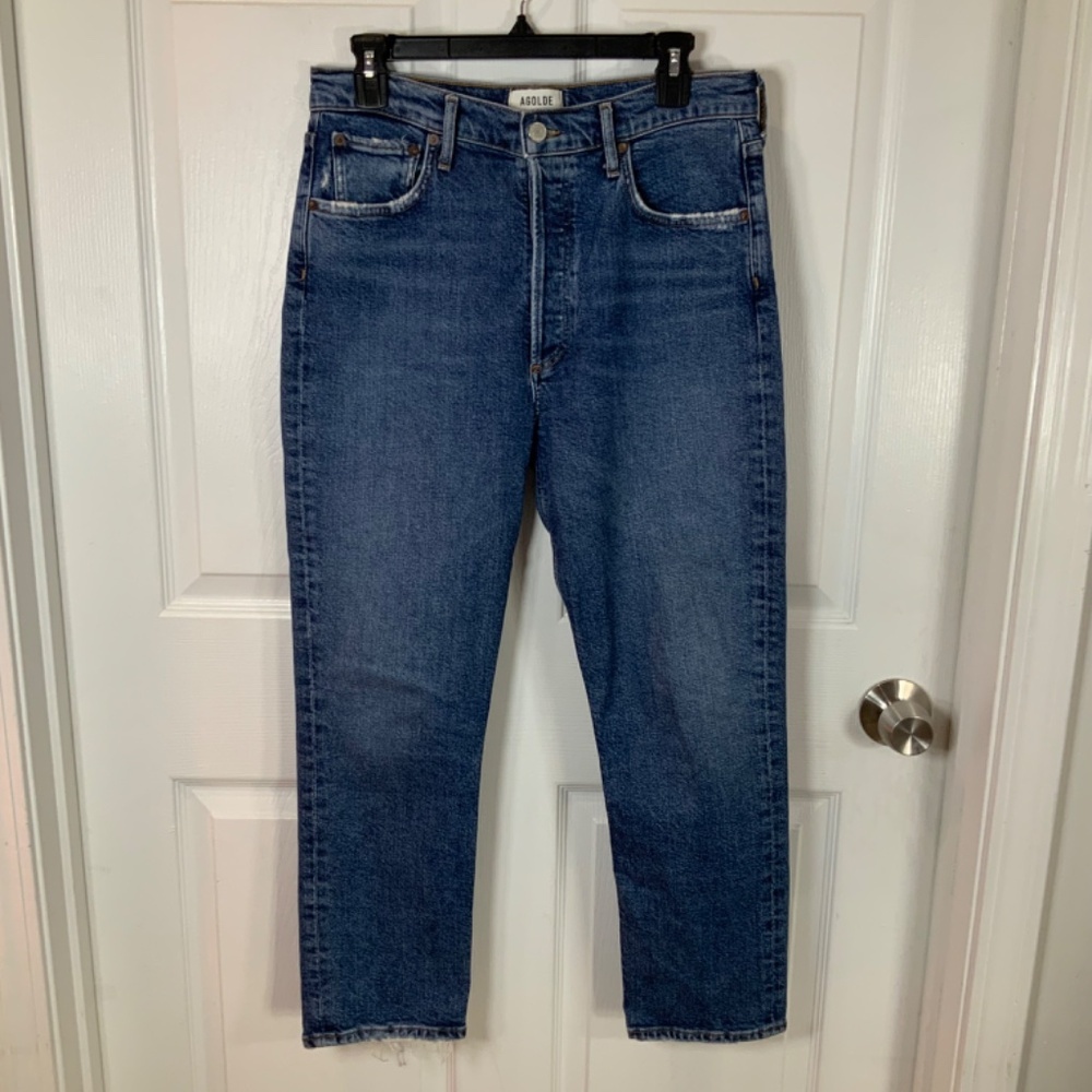 Agolde Crop Riley 5 Button Straight High Rise Jeans Size 29 - Picture 3 of 10